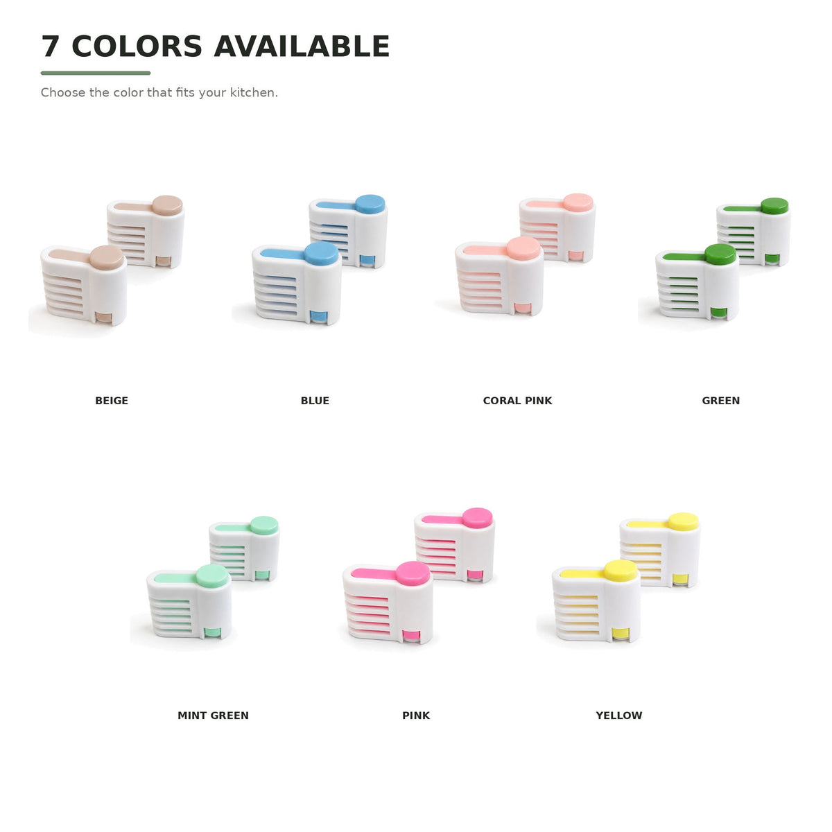 Cake leveling guides in seven available color options
