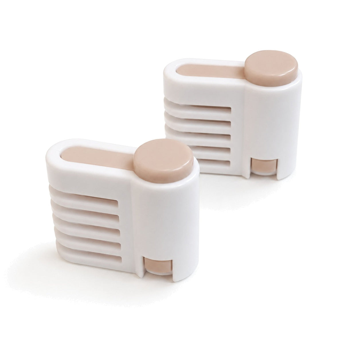 Beige cake leveling guides 2-piece set on white background