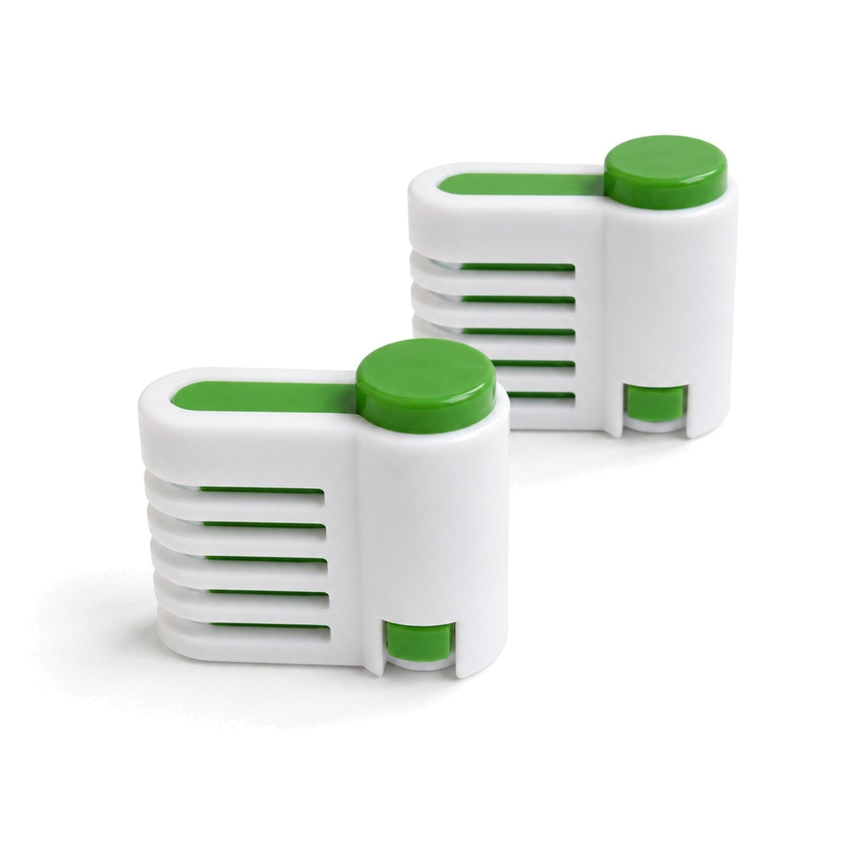 Green cake leveling guides 2-piece set on white background