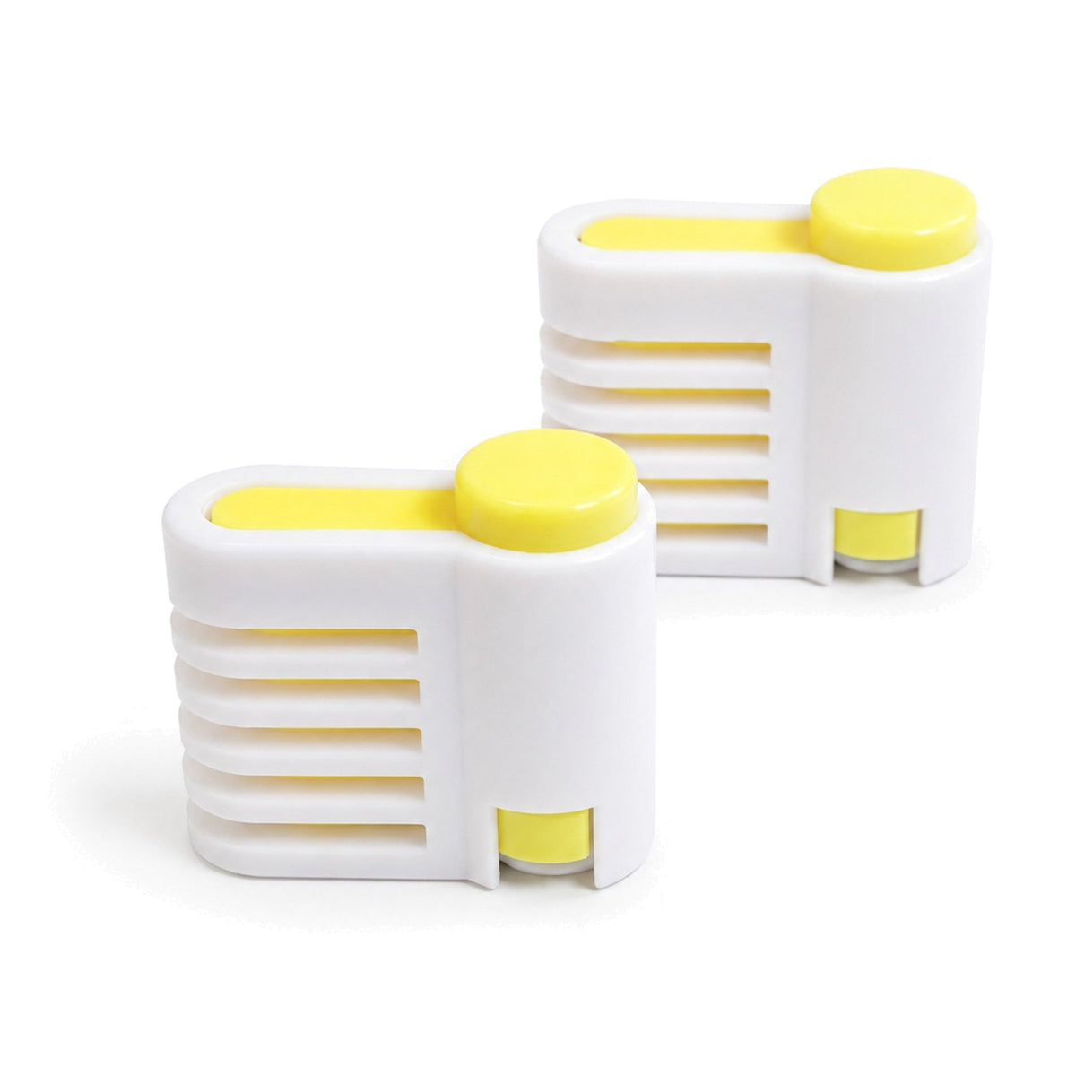Yellow cake leveling guides 2-piece set on white background