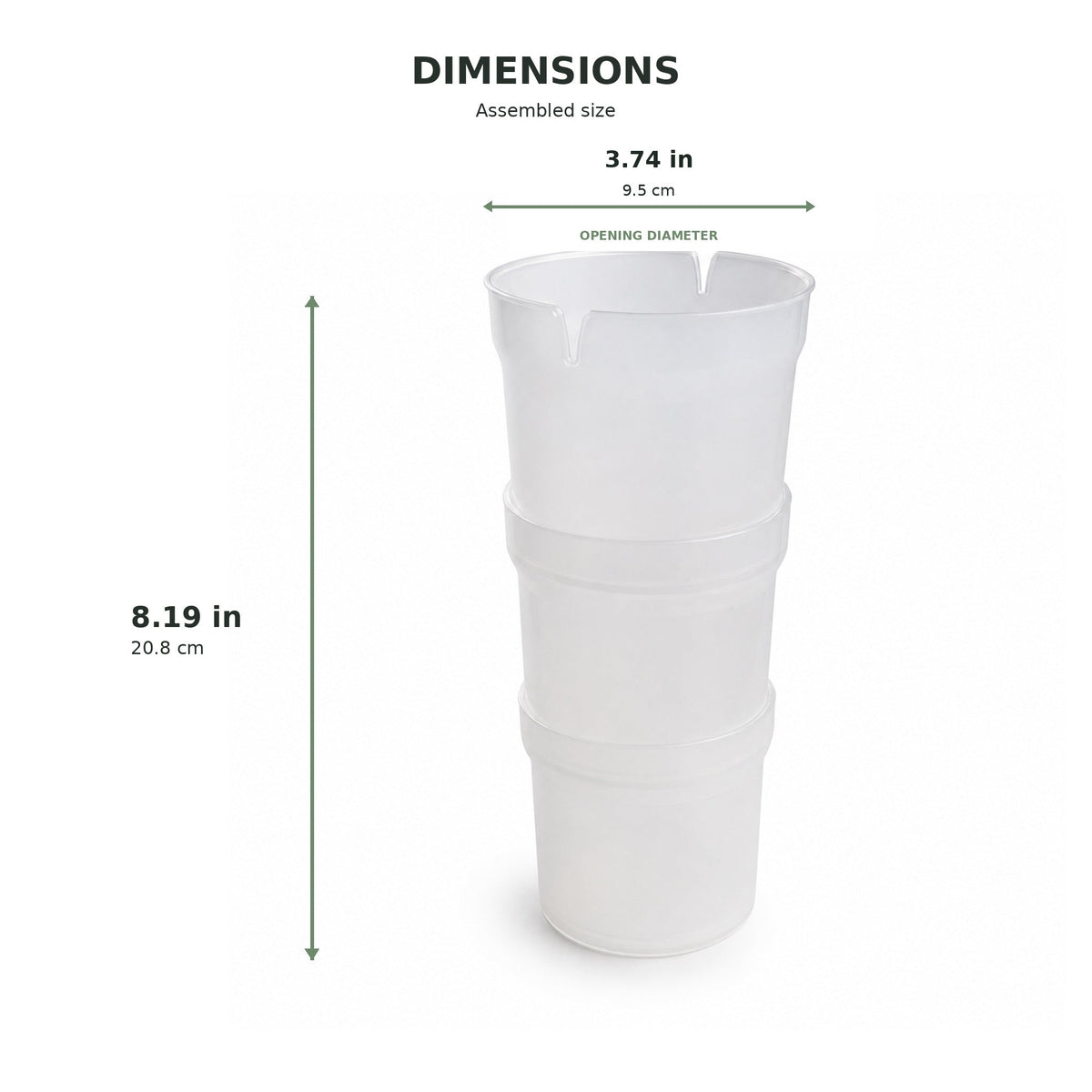 Piping bag holder assembled dimensions