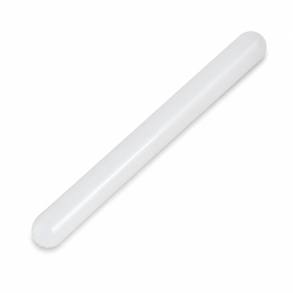 Plastic rolling pin on a white background