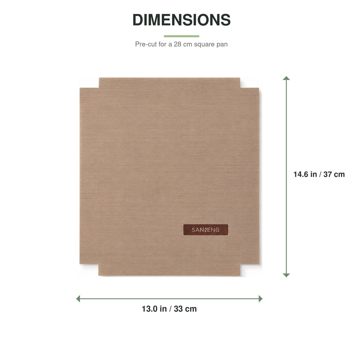 SANNENG pre-cut baking liner dimensions 13.0 by 14.6 inches
