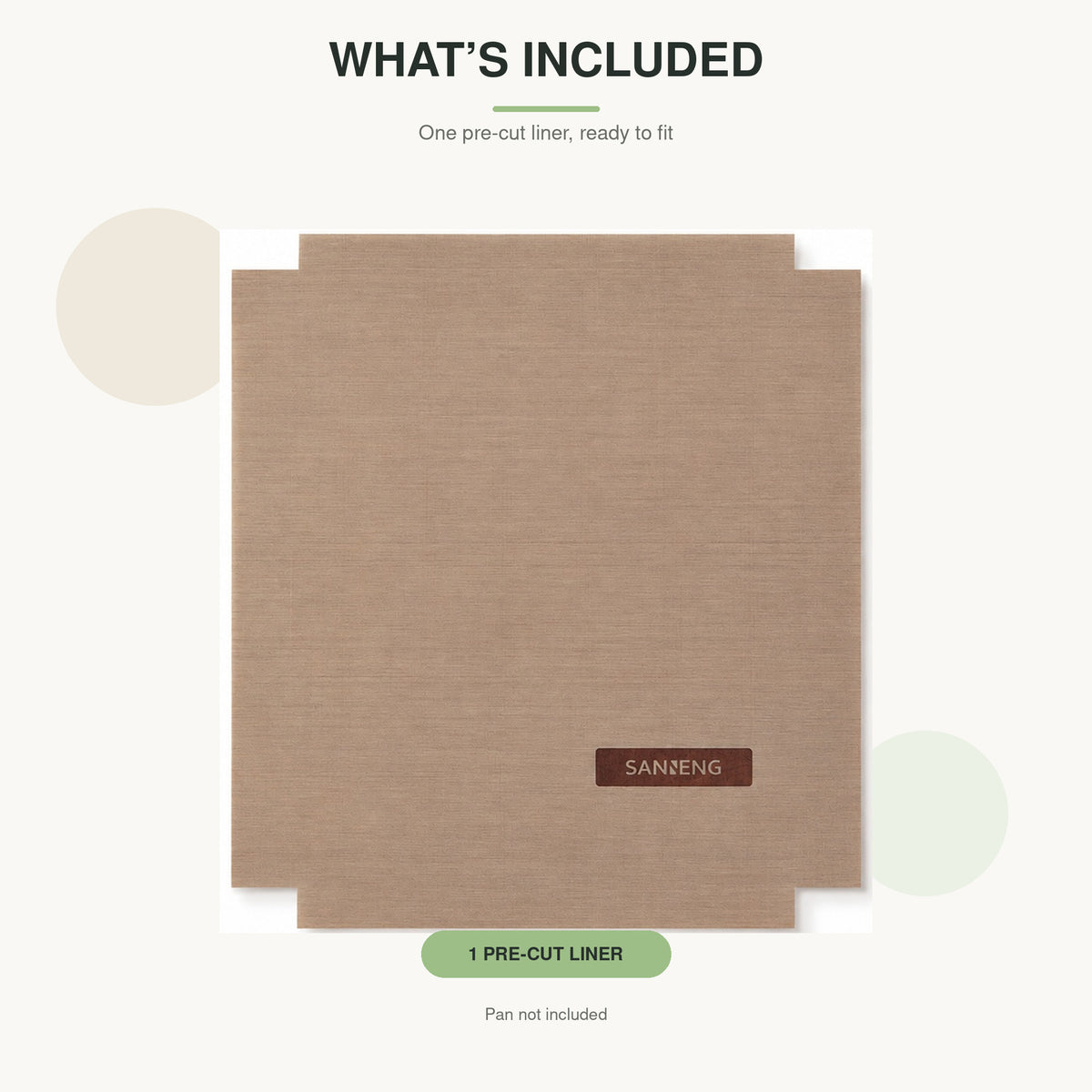 SANNENG pre-cut baking liner shown flat as the included item