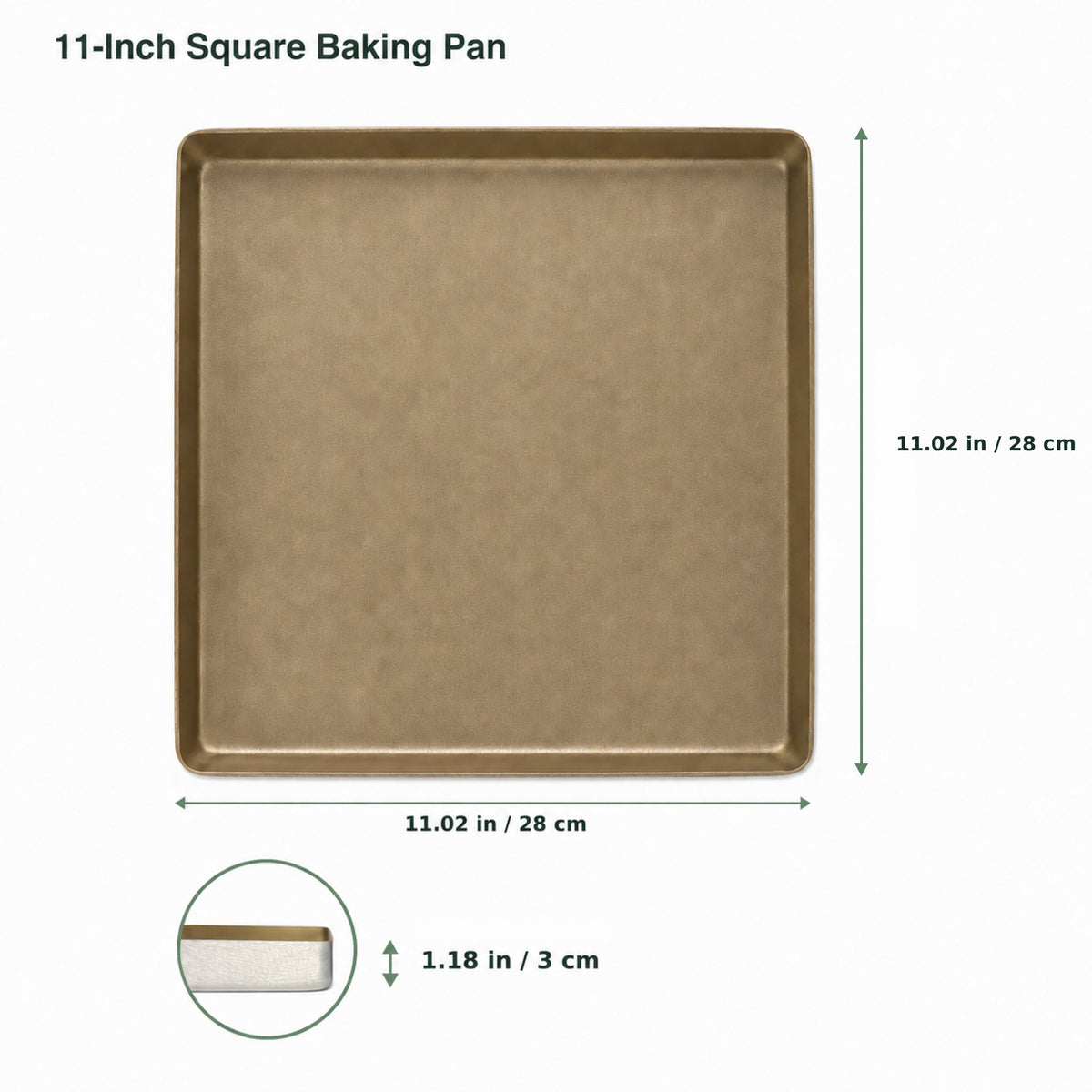 SANNENG square baking pan dimensions 11.02 × 11.02 × 1.18 in