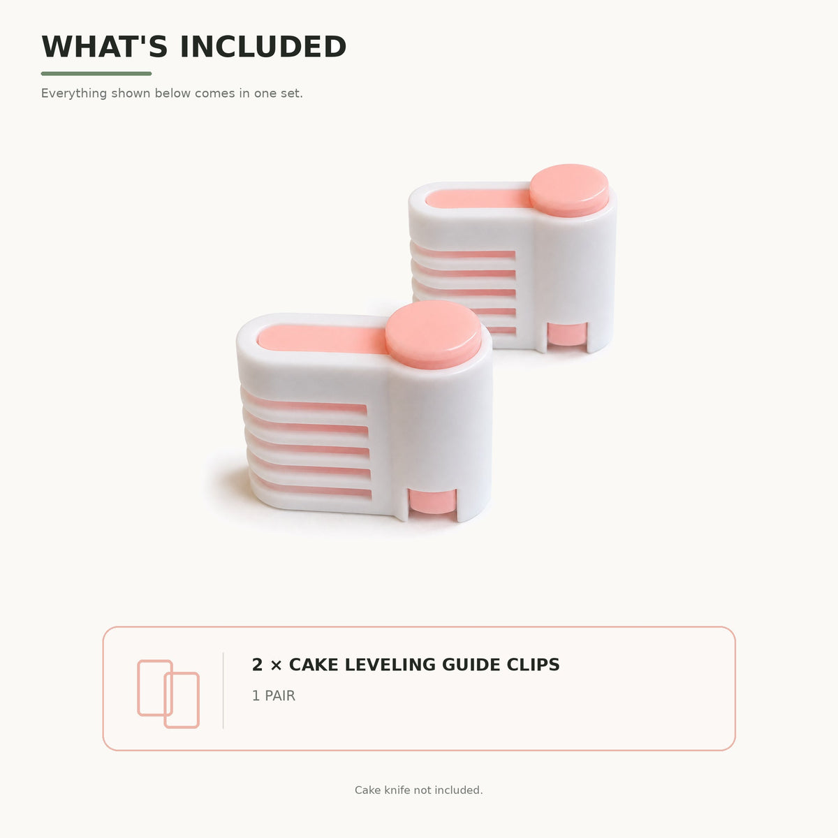 Cake leveling guides 2-piece set showing what is included