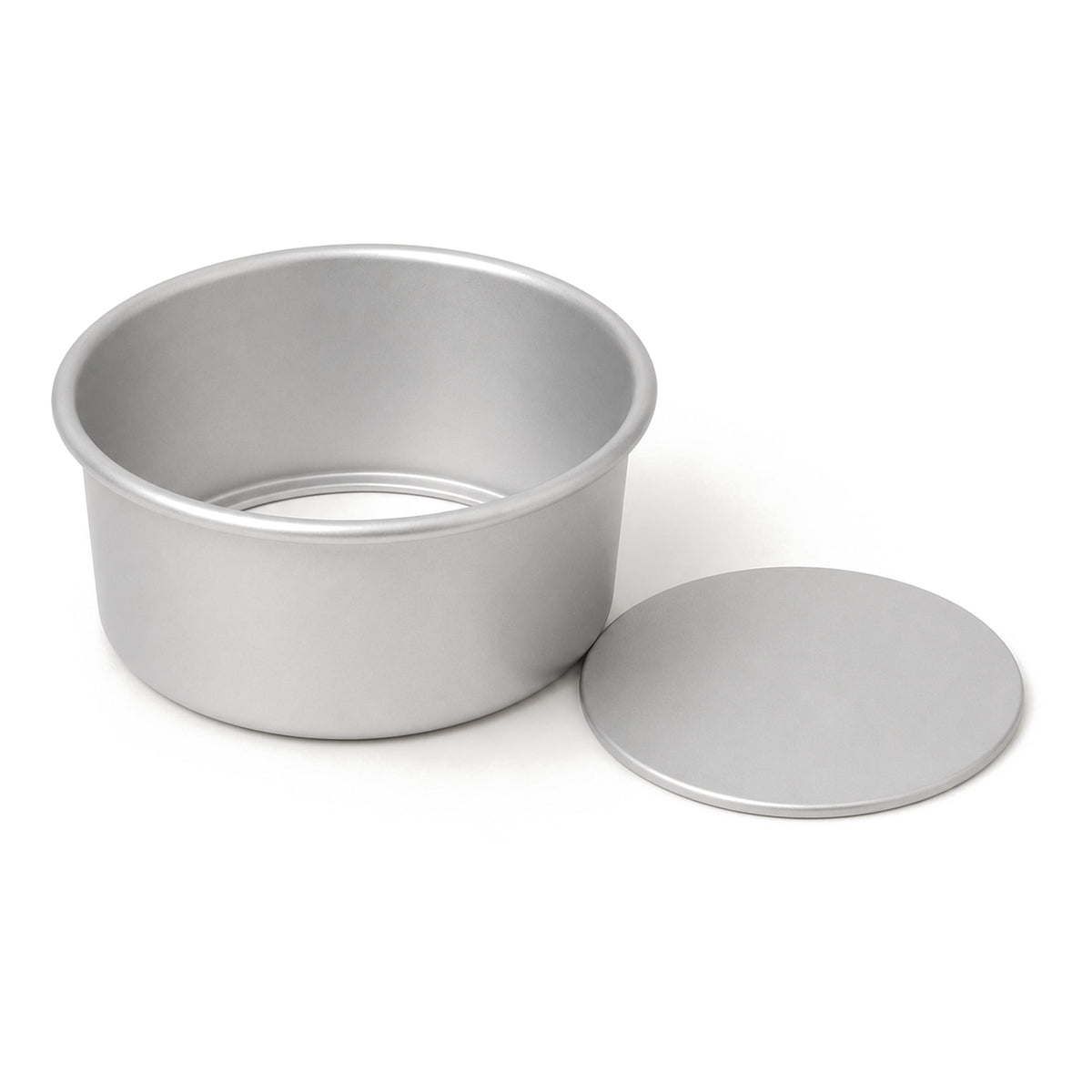 Chiffon cake pan with removable bottom separated from pan