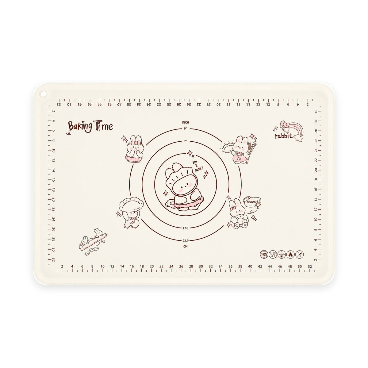 Rabbit silicone pastry mat top view on white background