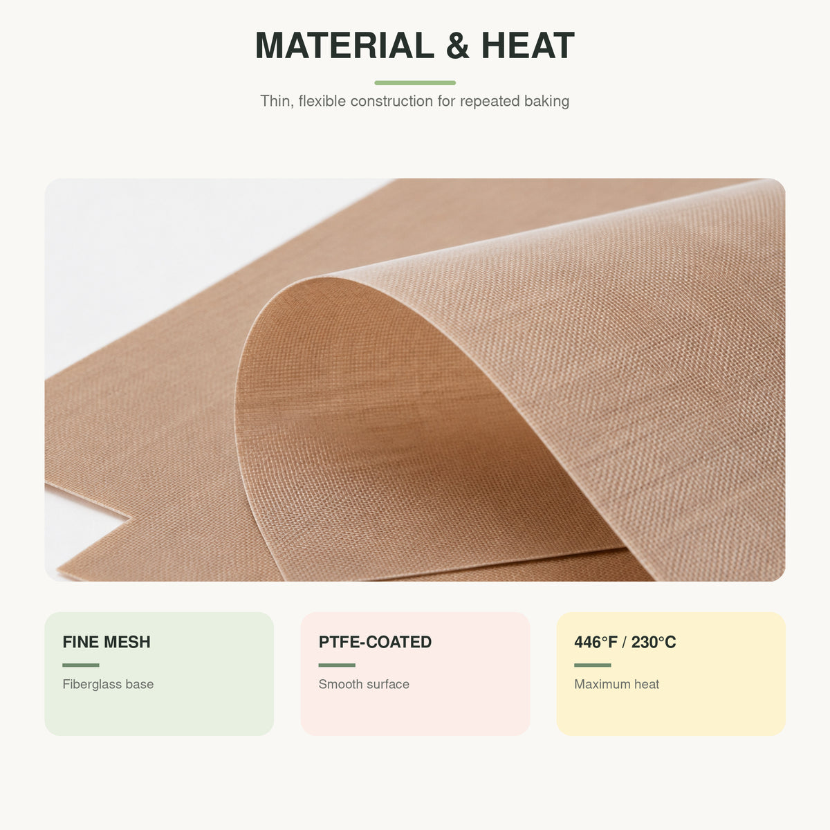 SANNENG baking liner close-up showing fine fiberglass mesh and material details