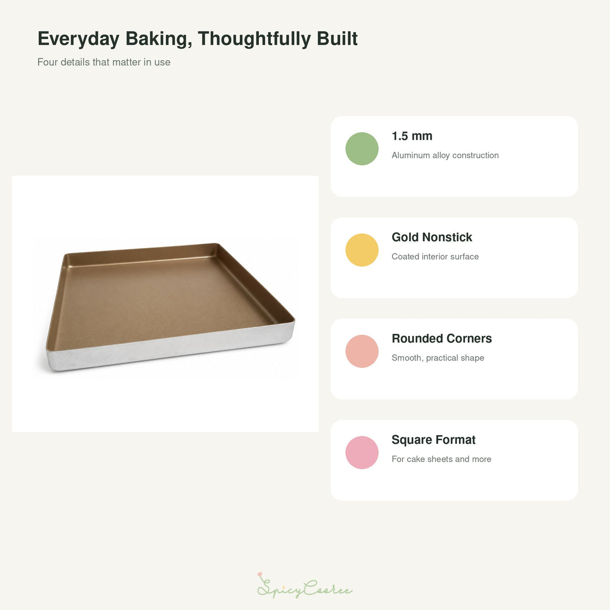 SANNENG square baking pan construction and feature overview