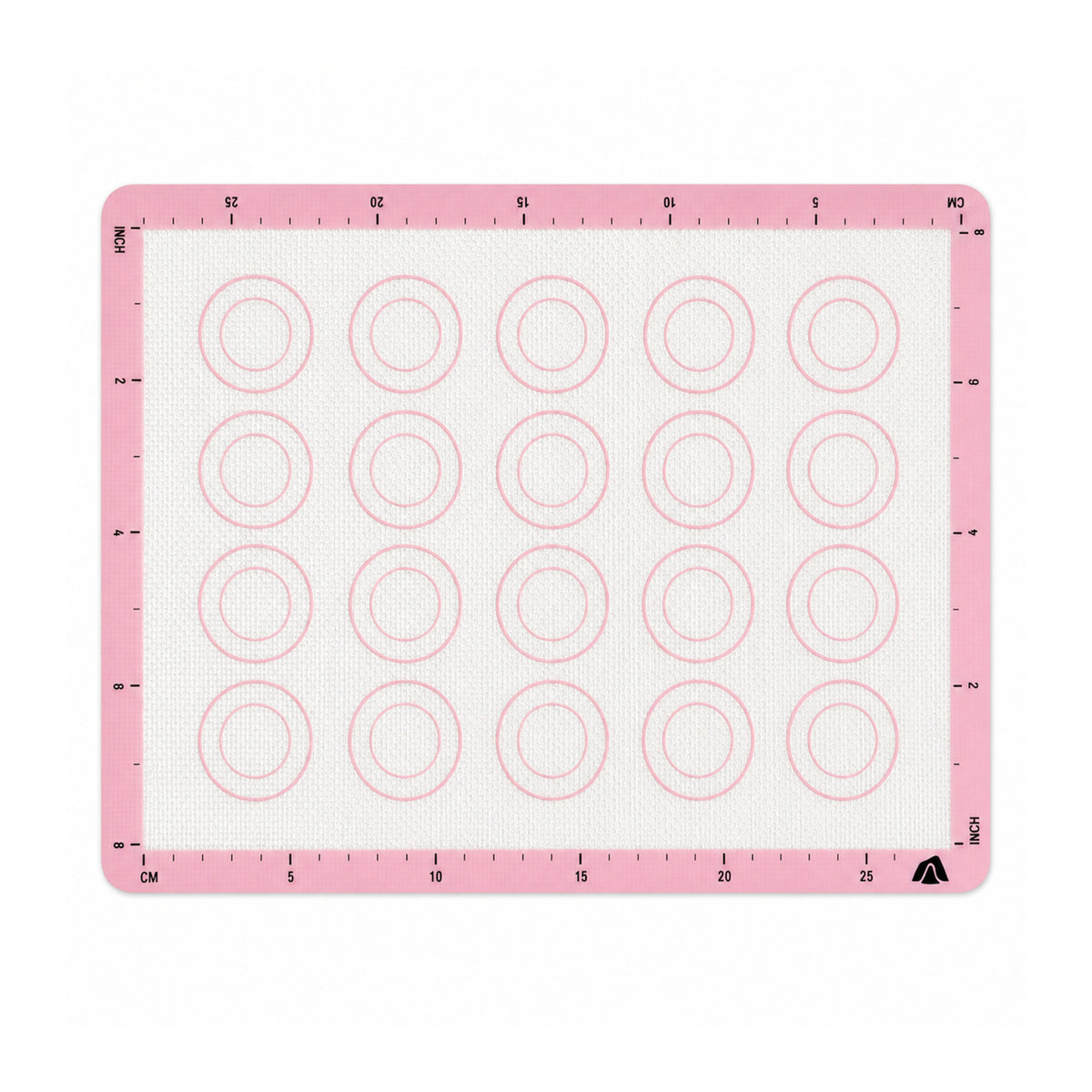 Rectangle silicone baking mat with printed circle guides and edge scales