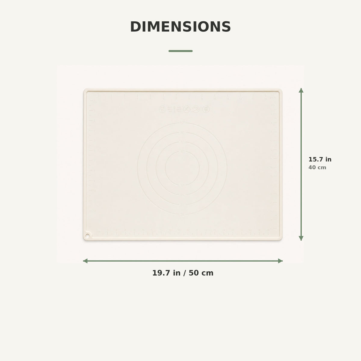 Silicone pastry mat with 19.7 × 15.7 in dimensions