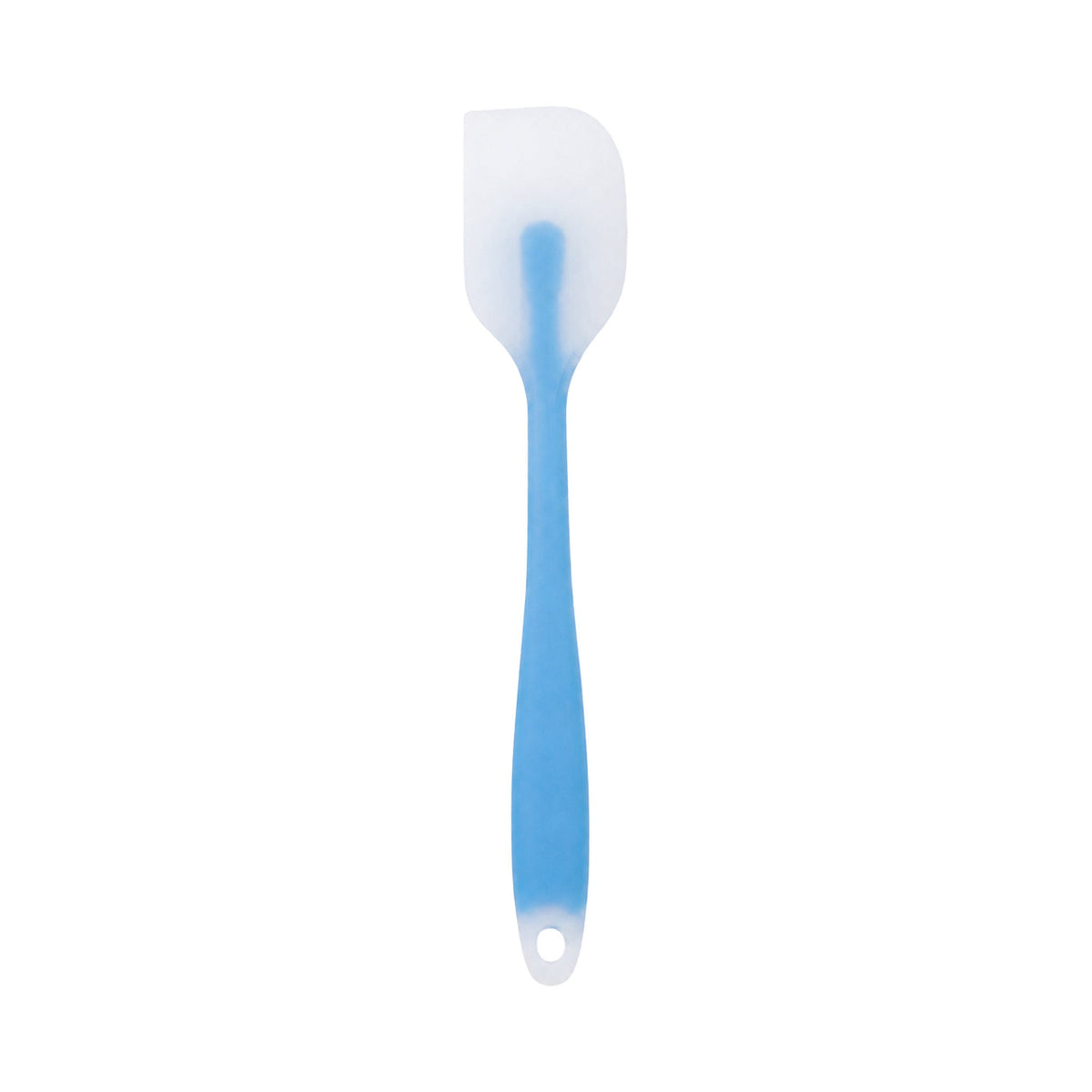 Blue silicone spatula on white background